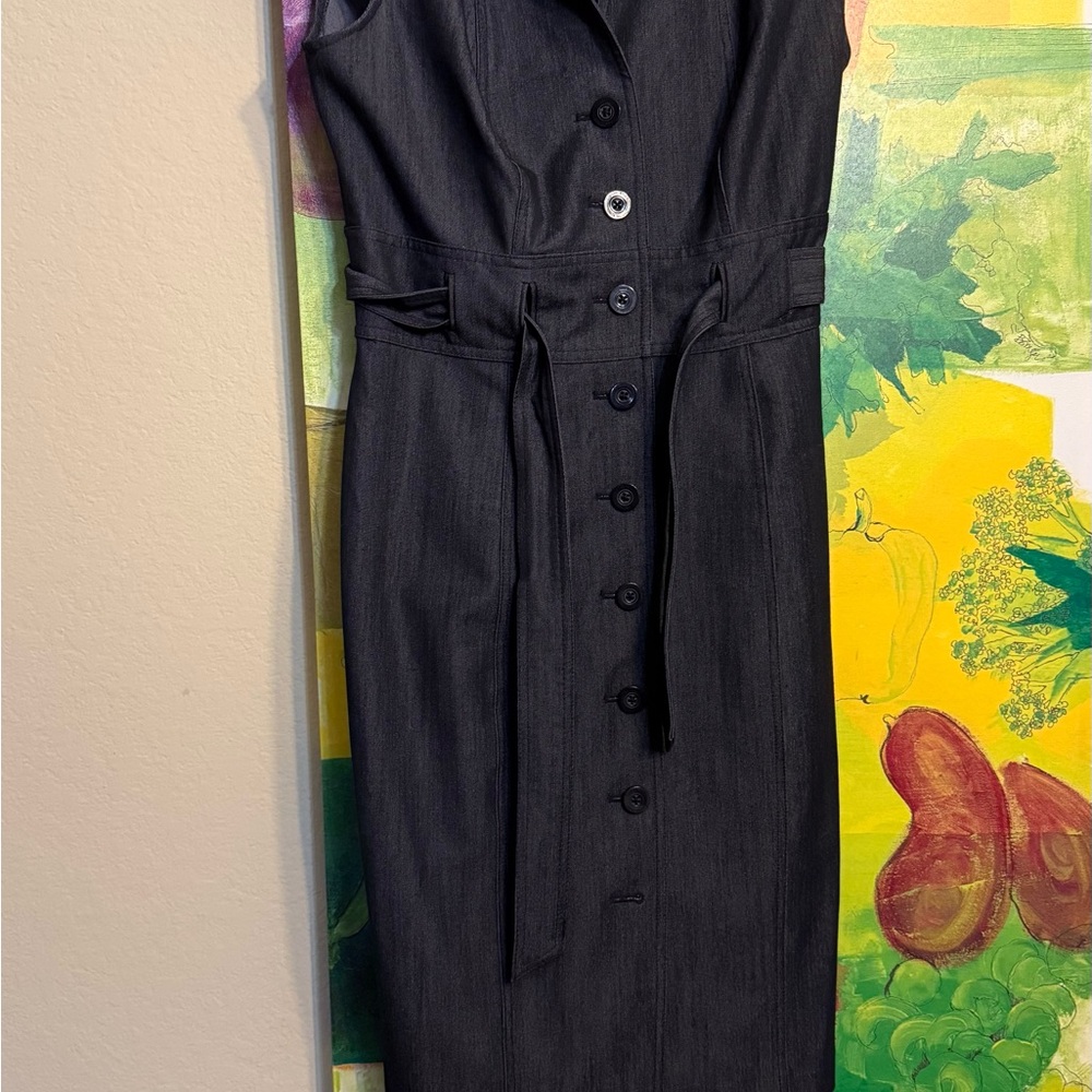 Calvin Klein Dark Gray Button Midi Dress